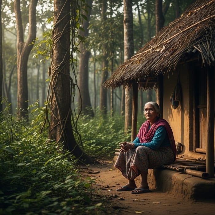 Shabari: Elderly Indian Woman in Jungle Hut Shabari: Elderly Indian Woman in Jungle Hut