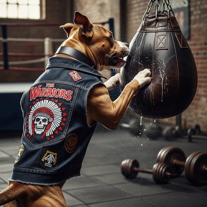 Dog in The Warriors Vest Boxer Dog in The Warriors Vest Boxer