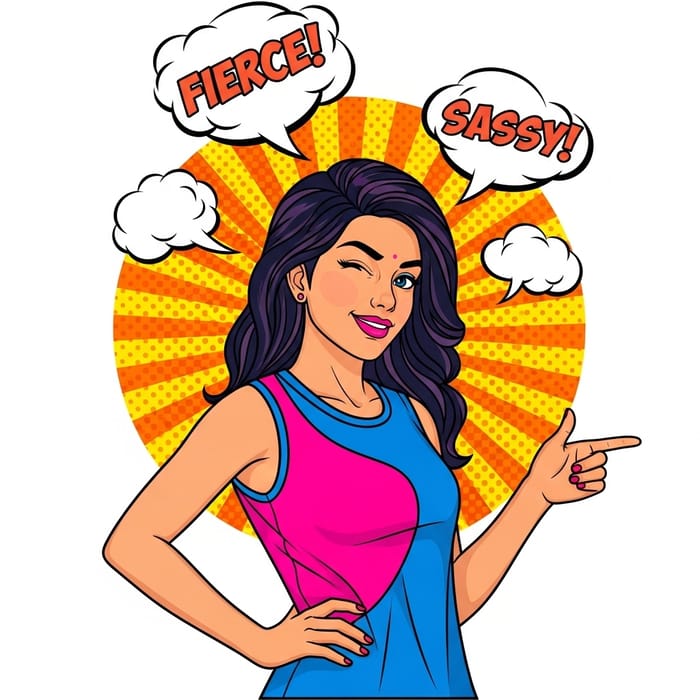 Sassy Girl T-Shirt Design | Pop Art Style, Playful Pose Sassy Girl T-Shirt Design | Pop Art Style, Playful Pose
