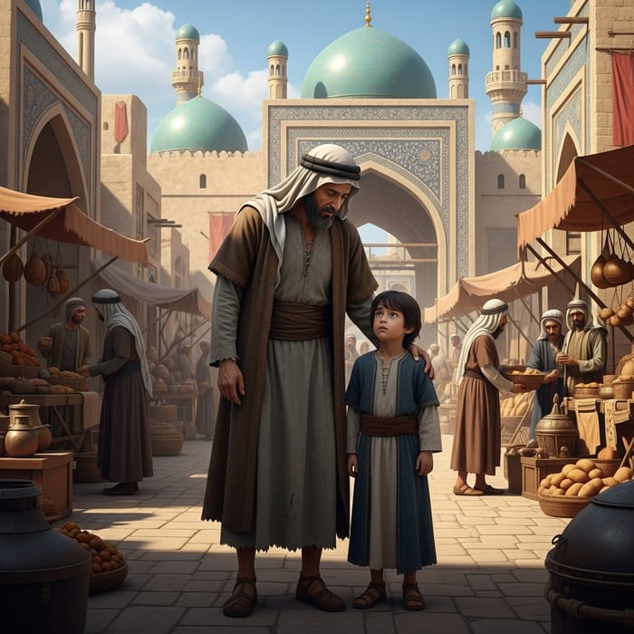 Sick Middle-Eastern Man Protects Young Boy in Historic City Sick Middle-Eastern Man Protects Young Boy in Historic City