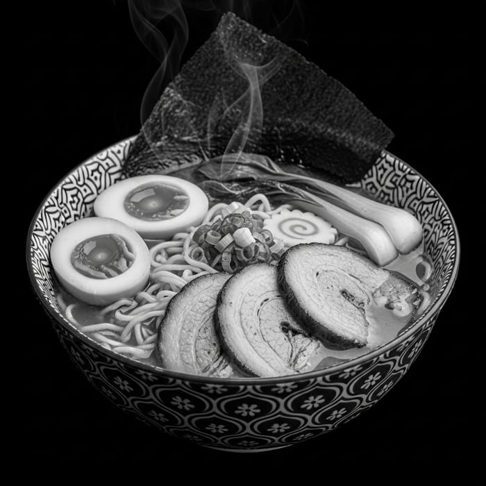 Stunning Black and White Ramen Bowl | Delicious Flavors