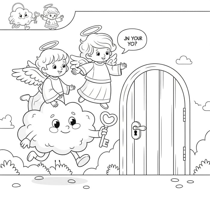 Enchanting Cloud Coloring Page: Unlocking Mystery with Joy