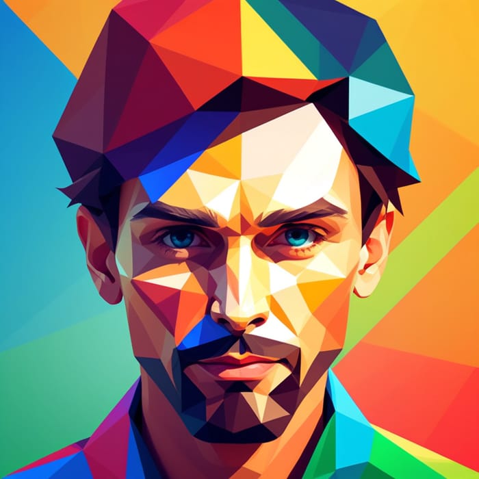 Bold Geometric Low-Poly Portrait of a Man