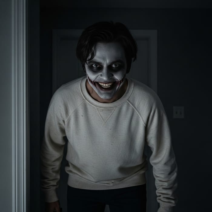 Jeff The Killer - Eerie humanoid figure emerging from the shadows