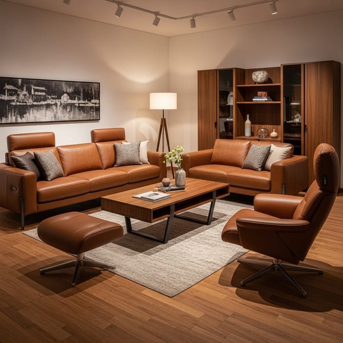 Modern Leather Furniture Setup for Elegant Interiors
