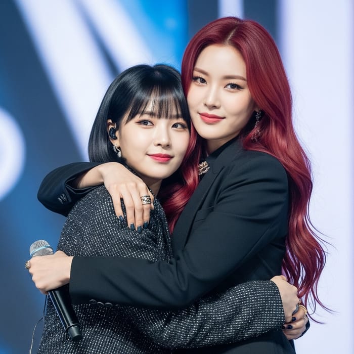 Momoland's Moonbyul and Hwasa Embrace in Heartwarming Moment Momoland's Moonbyul and Hwasa Embrace in Heartwarming Moment