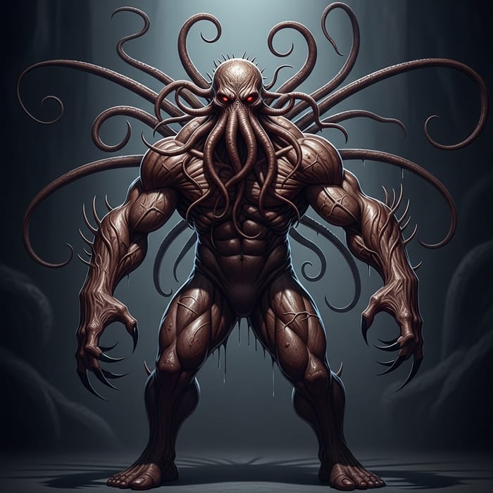 Chilling Tentacled Humanoid Monster - Realistic Artwork Chilling Tentacled Humanoid Monster - Realistic Artwork