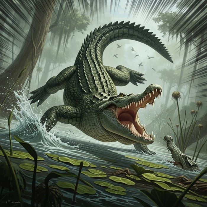 Crocodile Attack Scene - Raw and Powerful Wilderness Snapshot Crocodile Attack Scene - Raw and Powerful Wilderness Snapshot