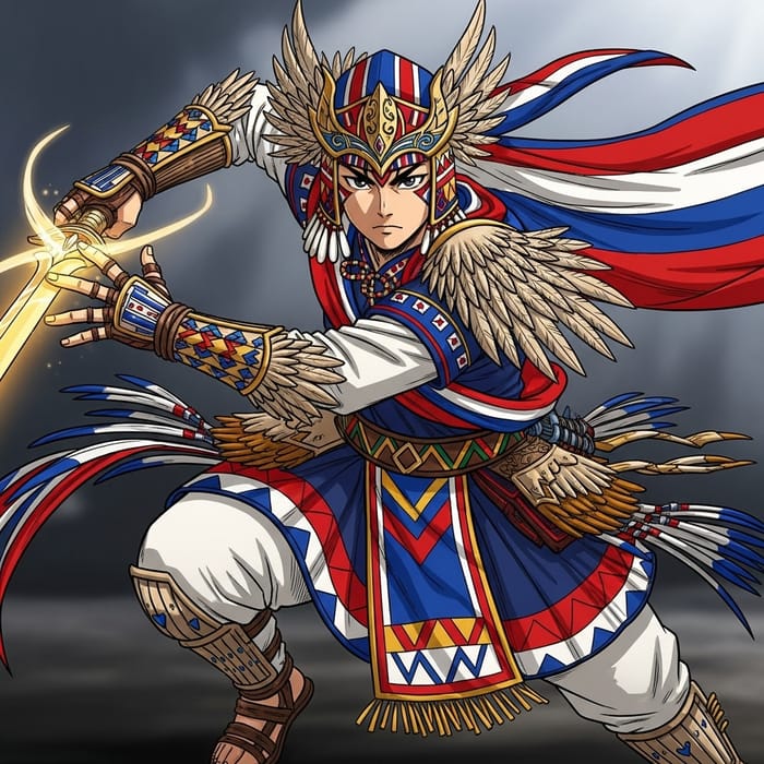 Paraguayan Anime Warrior in Manga Style | Vibrant Colors & Action Paraguayan Anime Warrior in Manga Style | Vibrant Colors & Action