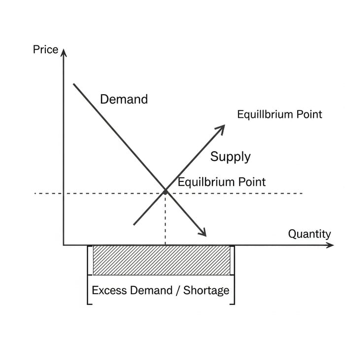 Demand and Supply Diagram: Excess Demand Explained Demand and Supply Diagram: Excess Demand Explained