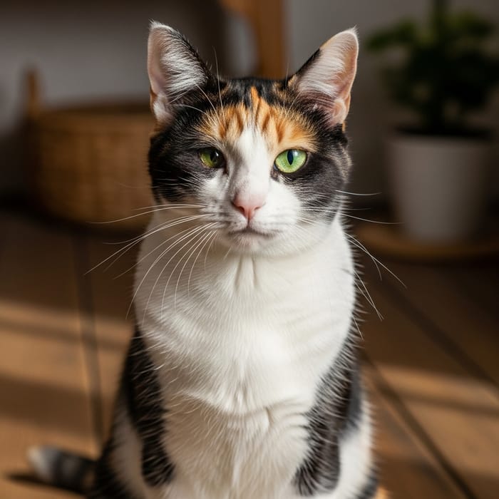 Calico Cat with Unique Black, White, Orange Fur
