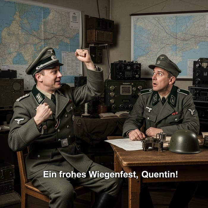 German Officer Celebrating Comrade Quentin's Birthday German Officer Celebrating Comrade Quentin's Birthday