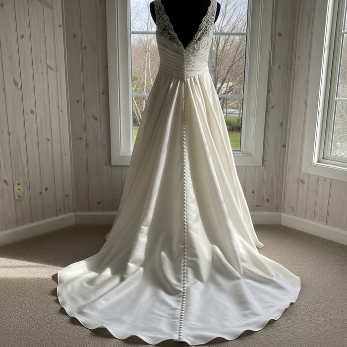 Elegant Wedding Dress - Creamy Silk A-Line Design