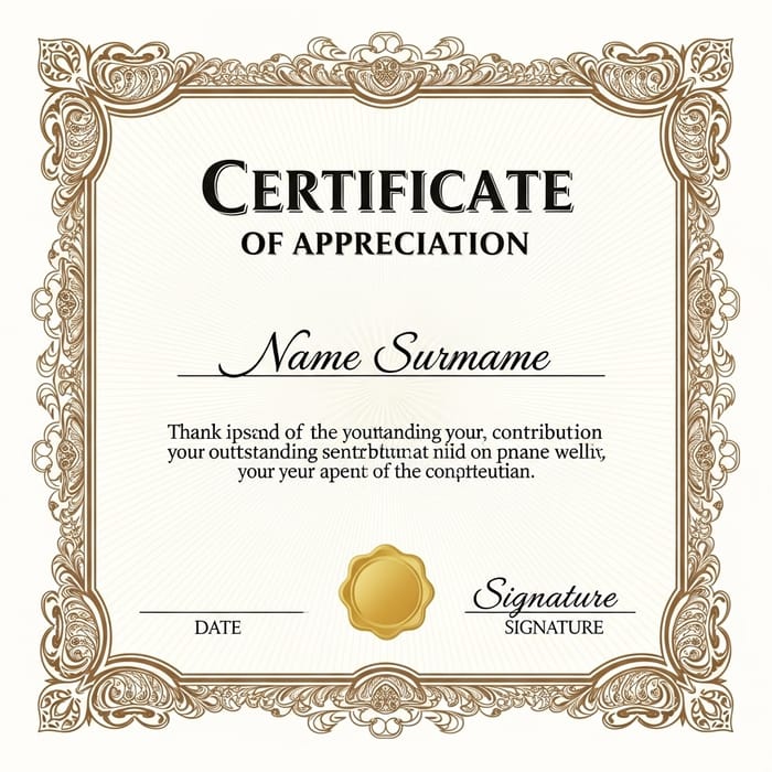 Exquisite Appreciation Certificate Design