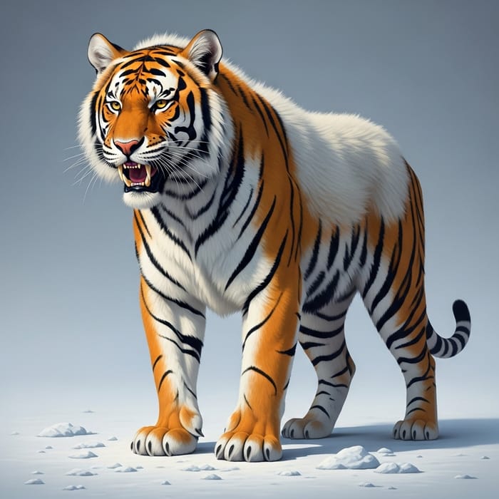 Arctic Wolf Bengal Tiger Fusion: Magnificent Arctic Beast