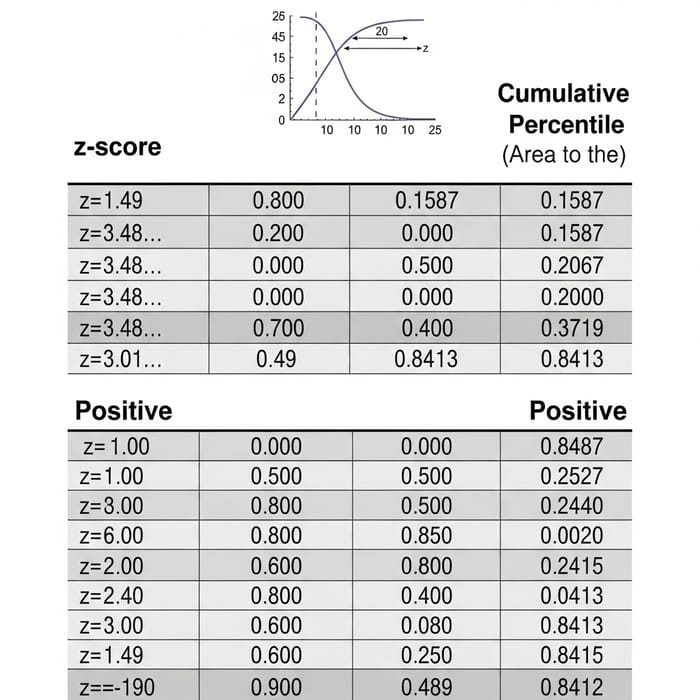 Standard Normal Table: Z-Score for Positive and Negative Values