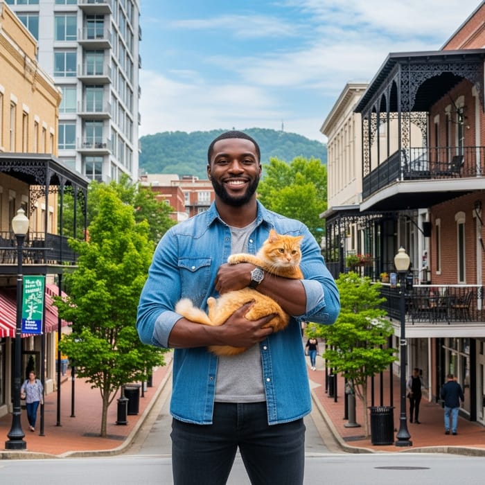 Will Smith Poses with Cat in Knoxville, TN