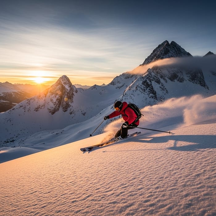 Expert Skier Gliding Through Winter Wonderland Expert Skier Gliding Through Winter Wonderland
