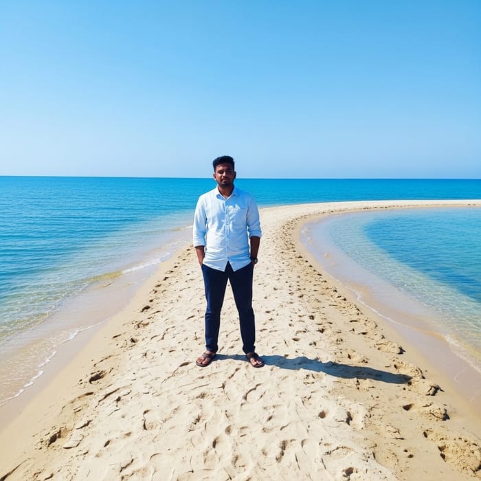 Man Standing in Sandy Spit