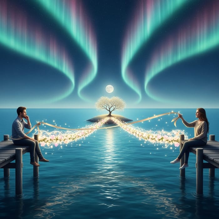 Romantic Long-Distance Relationship Illustration Romantic Long-Distance Relationship Illustration