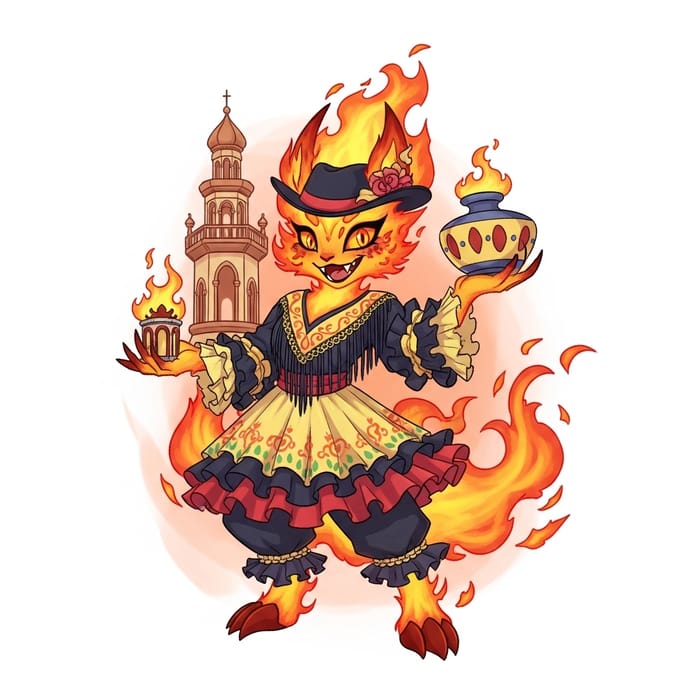 Fiery Spanish Fire Type Pokemon - Original Design