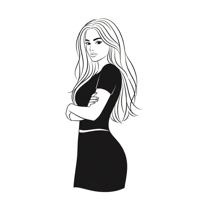 Graceful Beauty: Stunning Woman with Long, Curvy Hair