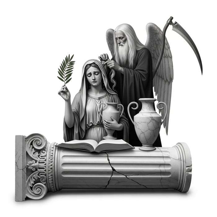 Symbolic Marble Monument - Masonic Imagery of Abiff's Untimely Death