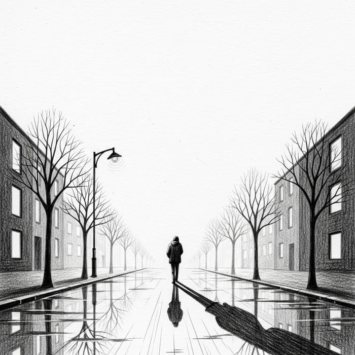 Pencil Drawing Depicting Solitude Pencil Drawing Depicting Solitude
