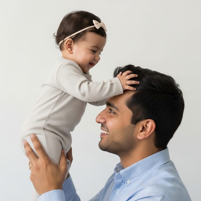 Adorable Baby Girl Sitting on Father's Head | Loving Father-Daughter Bond