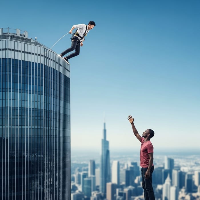Dramatic Skyscraper Rescue: Inspiring Asian Man Saves African in Bold Leap