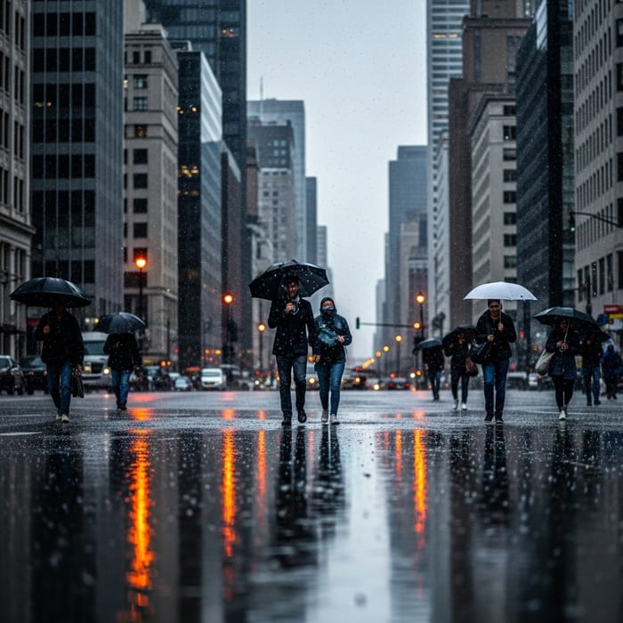 Rain in the City: Bustling Streets and Colorful Scenes Rain in the City: Bustling Streets and Colorful Scenes