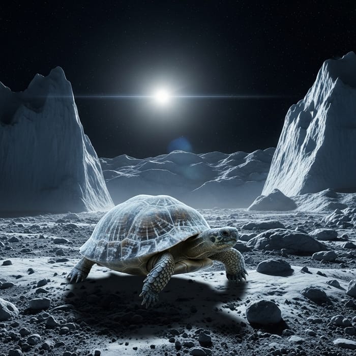 Curious Turtle Explores Icy Terrain on Pluto Curious Turtle Explores Icy Terrain on Pluto