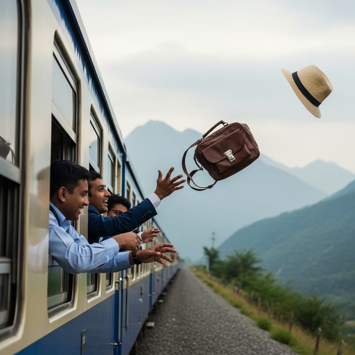 Mr Jones' Mountain Train Journey: Hat and Bag Mishap