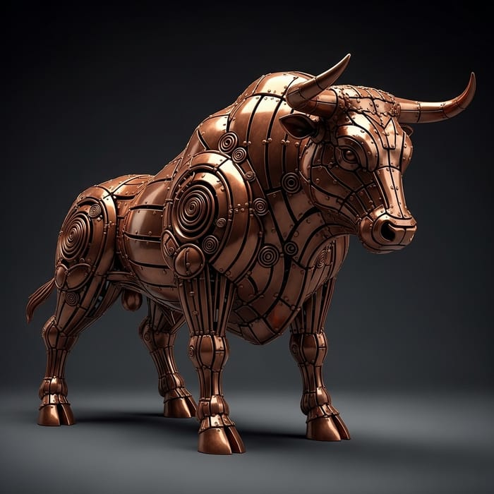Majestic Copper Bull Sculpture | Intricate Mixed Media Art Majestic Copper Bull Sculpture | Intricate Mixed Media Art