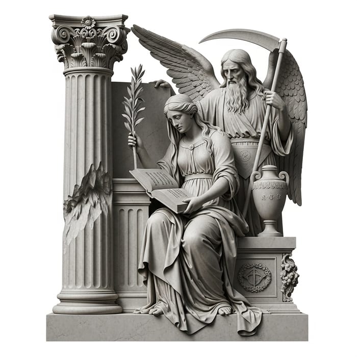 Symbolic Marble Monument - Masonic Lore Depicted