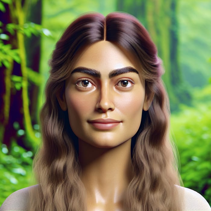 Beautiful Woman with Long Hair in Enchanted Forest | Captivating Portrait