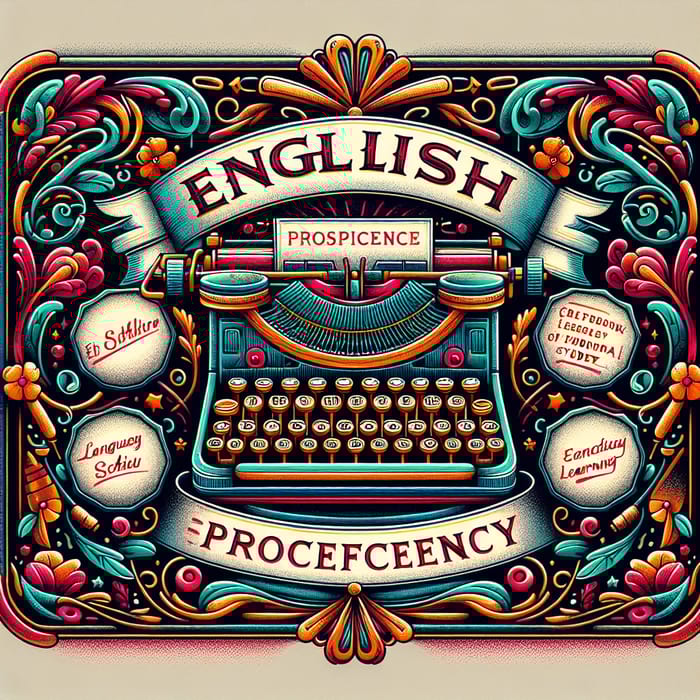 Illuminated English Certificate: Vibrant Typewriter Design Illuminated English Certificate: Vibrant Typewriter Design