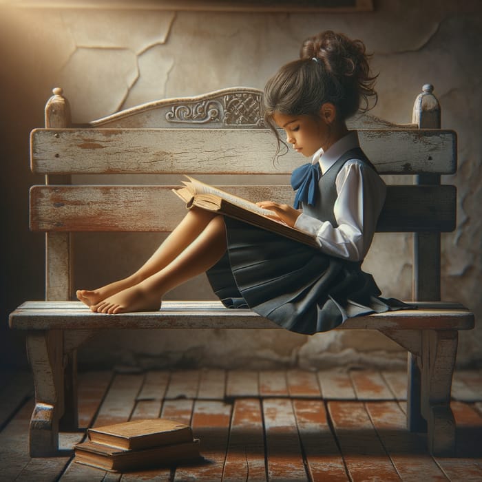 Enchanting Scene of Middle-Eastern Schoolgirl Studying