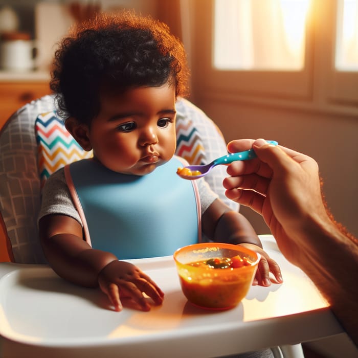 Baby Eating: Cherubic Toddler Enjoys Baby Food