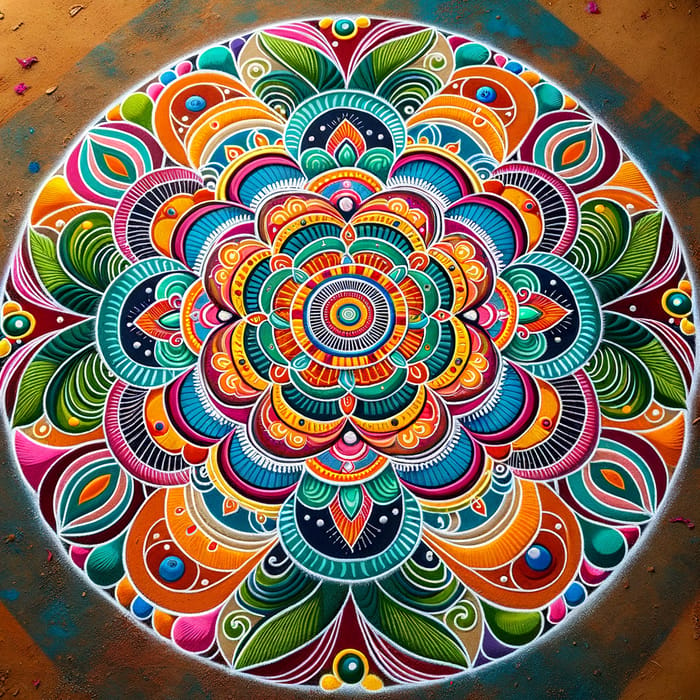 Traditional Indian Rangoli Design | Vibrant & Symmetrical Artwork