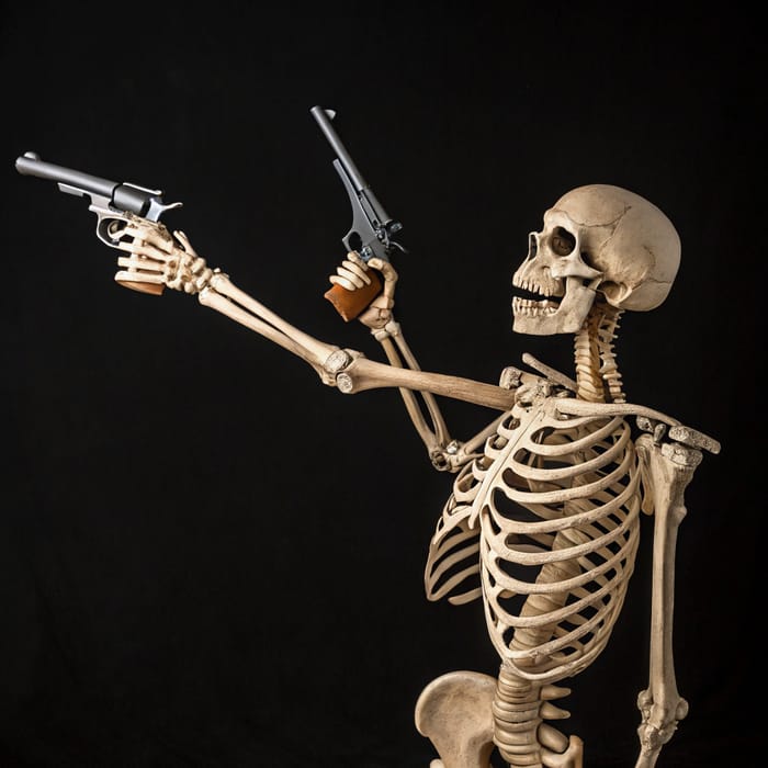 Skeleton with Guns: A Unique Art Piece