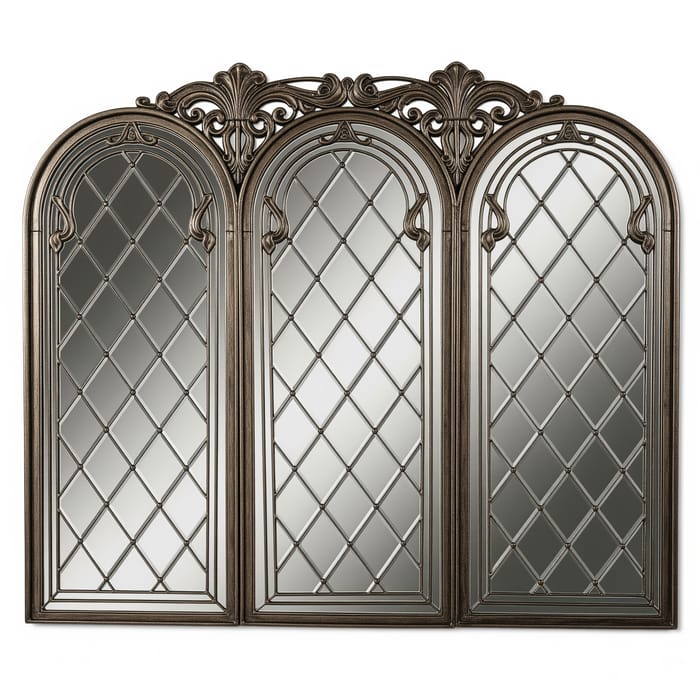 Luxurious Arched Triptych Mirrors - Art Nouveau & Deco Luxurious Arched Triptych Mirrors - Art Nouveau & Deco