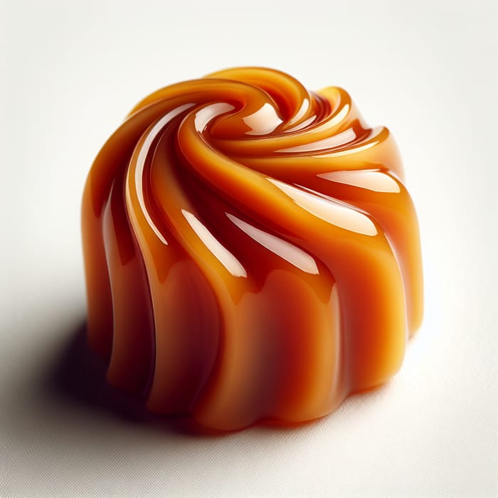 Glossy Caramel Candy - Sweet Swirls on White Backdrop