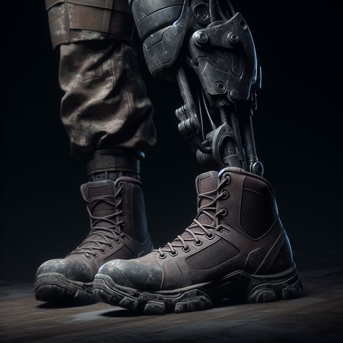 Military Prosthetic Leg in Darkened Design for Rough Terrain