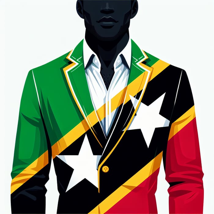 Black Man in Kittitian Flag Attire