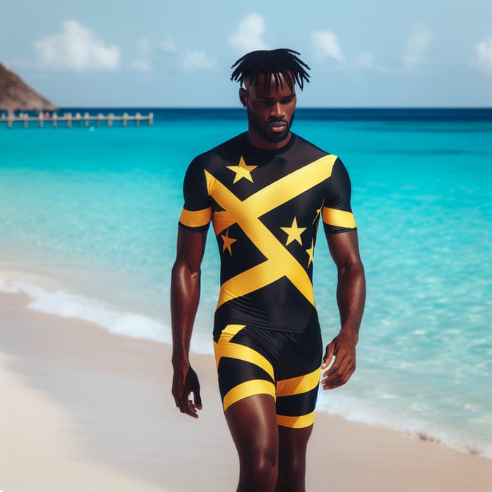 Kittitian Outfit: Black Man at Beach