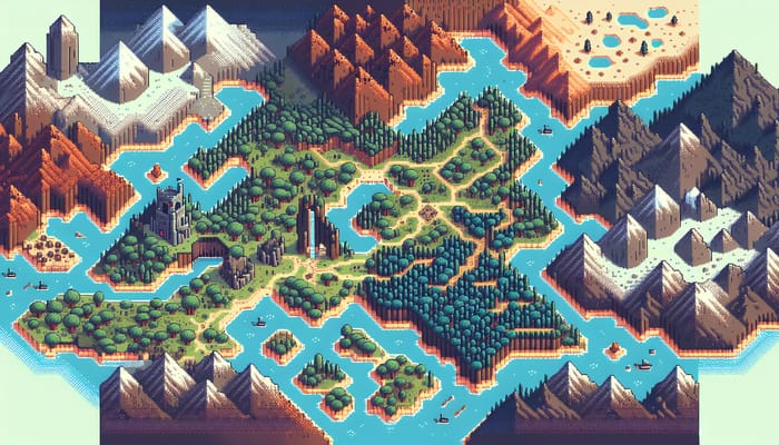 Pixelated Adventure Level Selection Map: Explore the Pixel Art World