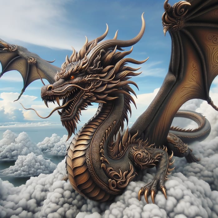 Majestic Dragon Soaring with Grace | Powerful Wings & Fiery Gaze