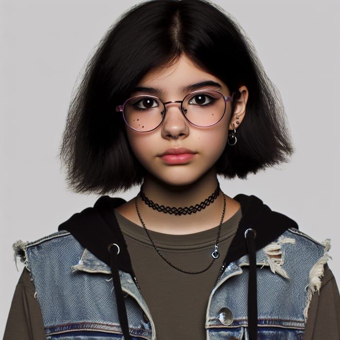 12-Year-Old Hispanic Girl with Grunge Style and Unique Features