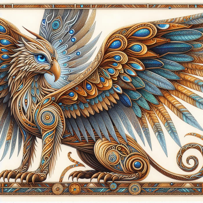 Mystical Griffin Tattoo with Shimmering Wings | Detailed Design